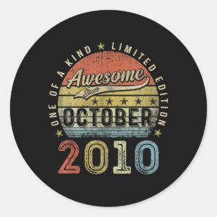 Sticker Rond Cadeau Anniversaire stupéfiant depuis Octobre 2010