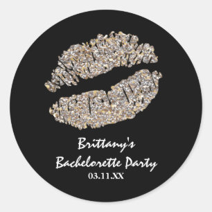 Sticker Rond Cadeau argenté de baiser de lèvres d'étincelle