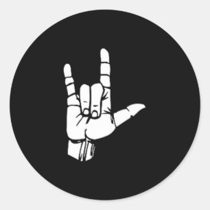 Sticker Rond Cadeau Asl Je T'aime T-shirt Langue des Signes Amé