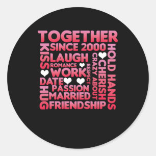 Sticker Rond Cadeau d'anniversaire 20 ans Ensemble depuis 2000