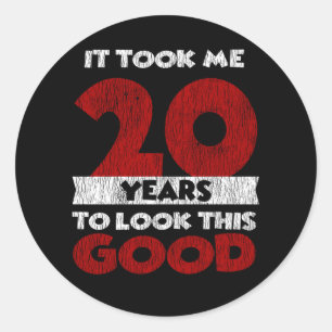 Sticker Rond Cadeau d'anniversaire drôle de 20 ans