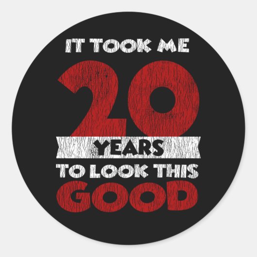Sticker Rond Cadeau d'anniversaire drôle de 20 ans (Devant)