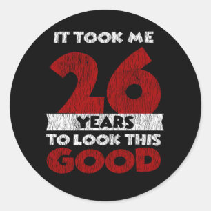 Sticker Rond Cadeau d'anniversaire drôle de 26 ans Vintage
