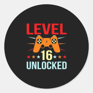 Sticker Rond Cadeau d'anniversaire Gamer déverrouillé de nive