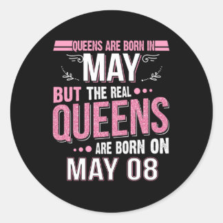 Sticker Rond Cadeau d'anniversaire | La Reine Est Née En Mai Ca