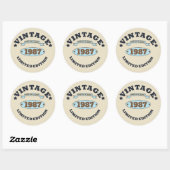 Sticker Rond Cadeau d'anniversaire vintage personnalisé (Feuille)