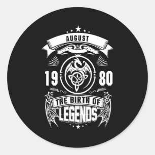 Sticker Rond Cadeau d'août 1980 La Naissance Des Légendes