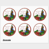 Sticker Rond Cadeau d'arbre de Noël (Feuille)