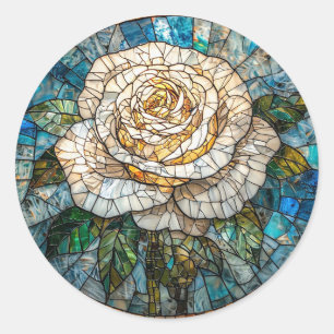 Sticker Rond 🌹 Cadeau d'art de fenêtre de rose pour les amateu