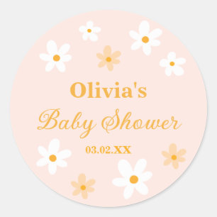 Sticker Rond Cadeau de Baby Shower 'Bébé en Fleur'