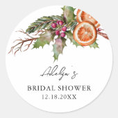 Sticker Rond Cadeau de Baby Shower de Noël Rustique  (Devant)