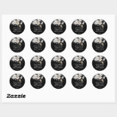 Sticker Rond Cadeau de baiser de mariage boho lunatique noir et (Feuille)