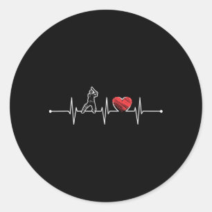 Sticker Rond Cadeau de battement de coeur de joueur de cricket