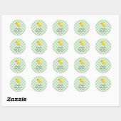 Sticker Rond Cadeau de bébé Canard en Caoutchouc Gingham Vert (Feuille)