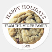 Sticker Rond Cadeau de biscuits de vacances (Devant)