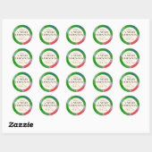 Sticker Rond Cadeau de cadre peint vert et rouge (Feuille)