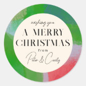 Sticker Rond Cadeau de cadre peint vert et rouge (Devant)