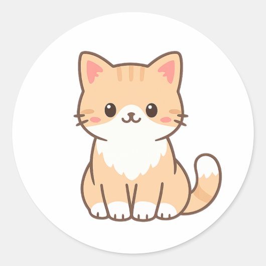 Sticker Rond Cadeau de chat mignon personnalisé – Minim nom d'a (Devant)