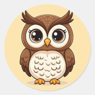 Sticker Rond Cadeau de chouette de dessin animé adorable pour l