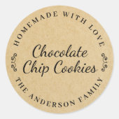 Sticker Rond Cadeau de cuisine personnalisée Kraft Brown classi (Devant)