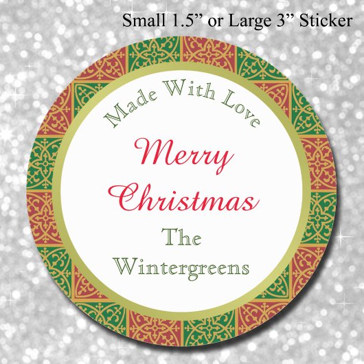 Sticker Rond Cadeau de cuisine rouge et verte sur mesure