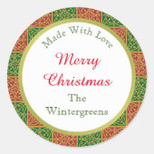 Sticker Rond Cadeau de cuisine rouge et verte sur mesure (Devant)