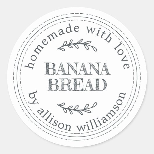 Sticker Rond Cadeau de cuisson de pain aux bananes fait maison  (Devant)