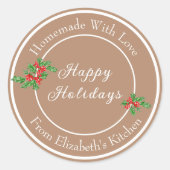 Sticker Rond Cadeau de cuisson de vacances modifiable Brown Joy (Devant)