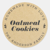 Sticker Rond Cadeau de cuisson des Fêtes Kraft Brun Rustique (Devant)