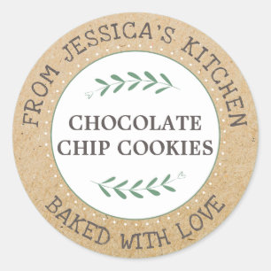Sticker Rond Cadeau de cuisson rustique fait avec amour