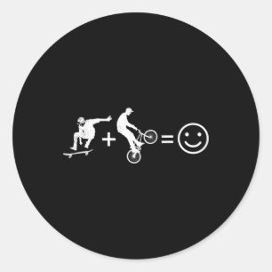 Sticker Rond Cadeau de cycliste BMX et de skater Skateboard