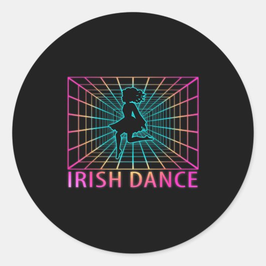 Sticker Rond Cadeau de danseuse rétro de danse irlandaise (Devant)