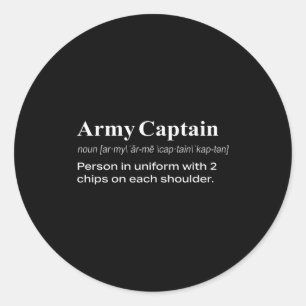 Sticker Rond Cadeau de définition de capitaine de l'armée milit