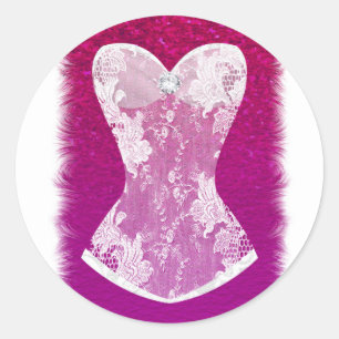 Sticker Rond Cadeau de douche de lingerie tendance rose et blan
