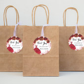 Sticker Rond Cadeau de douche de mariée robe rouge blanc Merci