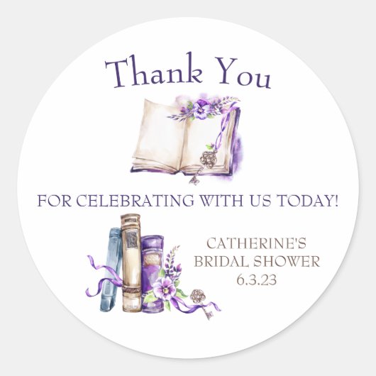 Sticker Rond Cadeau de douche Lilac Un nouveau chapitre commenc (Devant)