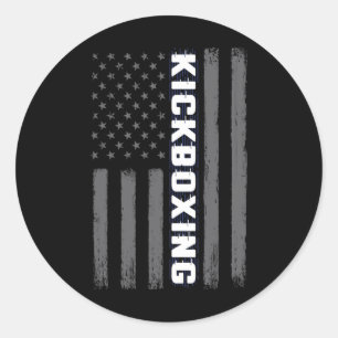 Sticker Rond Cadeau de drapeau américain de kickboxing Usa pour