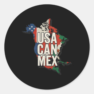Sticker Rond Cadeau de fan de football Usa Can Mex Amérique du