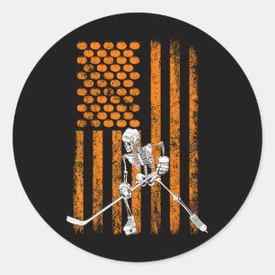 Sticker Rond Cadeau de fan de joueur de hockey sur glace Squele