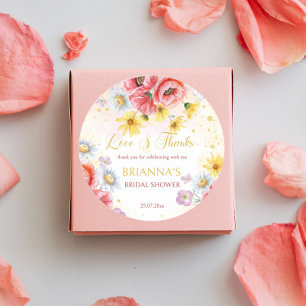 Sticker Rond cadeau de faveur de douche de mariée coquelicot ma