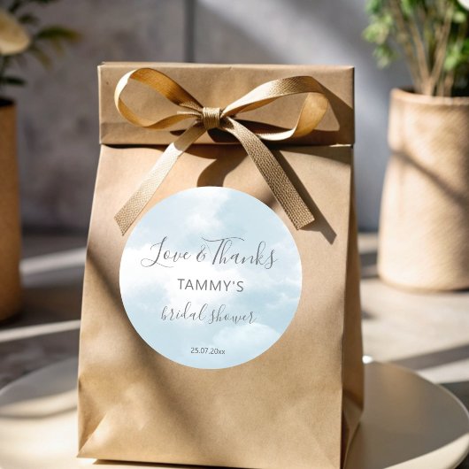 Sticker Rond Cadeau de faveur de douche de mariée sur un nuage