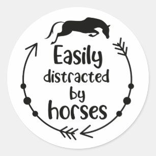 Sticker Rond Cadeau de fête Cheval western équitation mignon