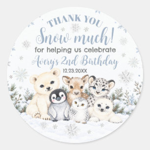 Sticker Rond Cadeau de fête d'anniversaire Animaux arctiques de