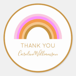Sticker Rond Cadeau de fête d'anniversaire arc-en-ciel Merci No