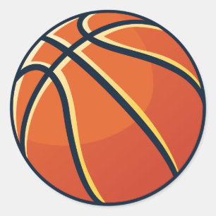 Sticker Rond Cadeau de fête d'anniversaire Basket-ball Orange S