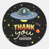 Sticker Rond Cadeau de fête d'anniversaire Boys Cool Neon Space (Devant)