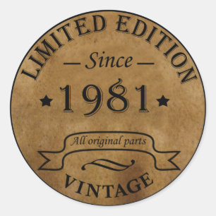 Sticker Rond Cadeau de fête d'anniversaire de 1981