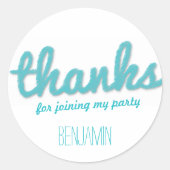 Sticker Rond Cadeau de fête d'anniversaire garçon bleu grand cr (Devant)