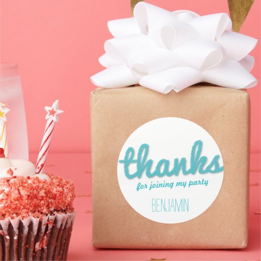 Sticker Rond Cadeau de fête d'anniversaire garçon bleu grand cr (Fête)