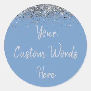 Sticker Rond Cadeau de fête d'anniversaire personnalisé bleu po